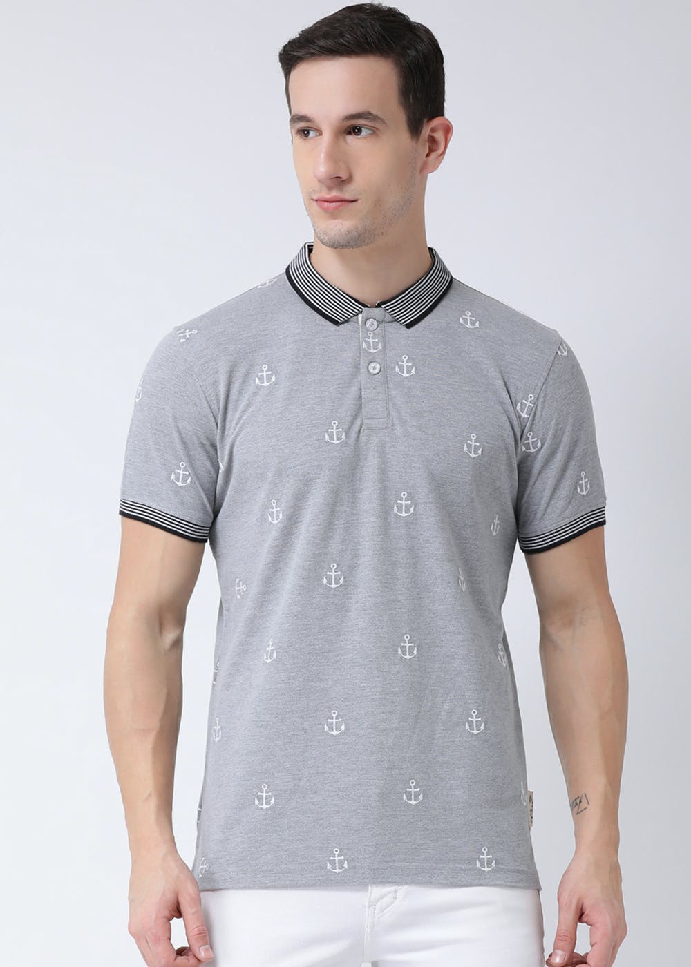Get Anchor Embroidered Grey Polo TShirt at ₹ 899 LBB Shop