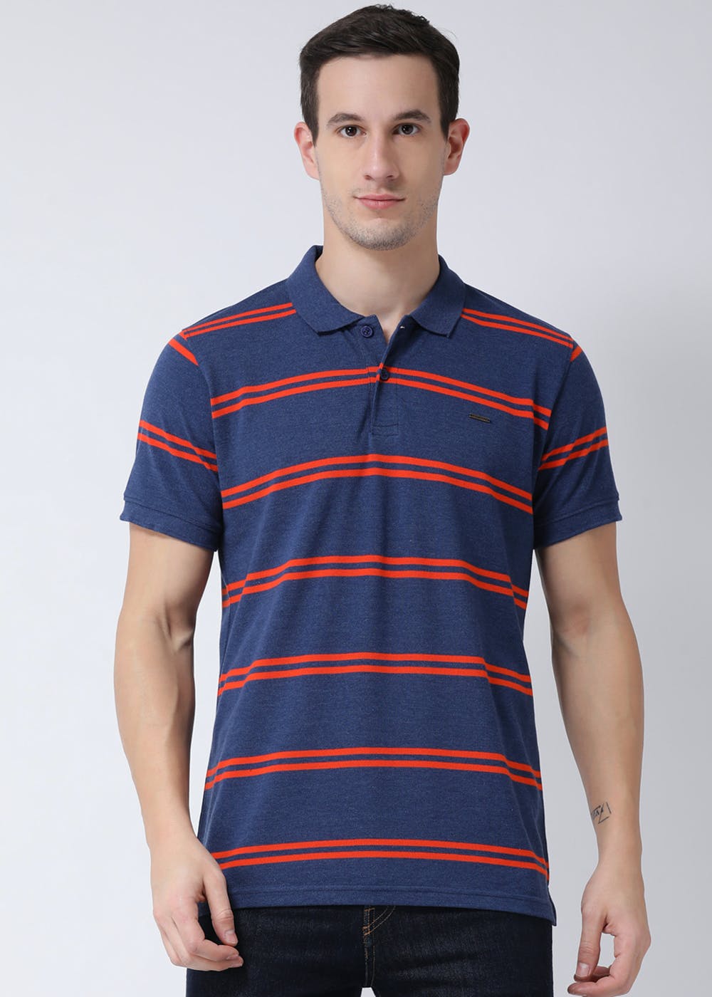 Get Red Double Striped Blue Polo T-Shirt at ₹ 799 | LBB Shop