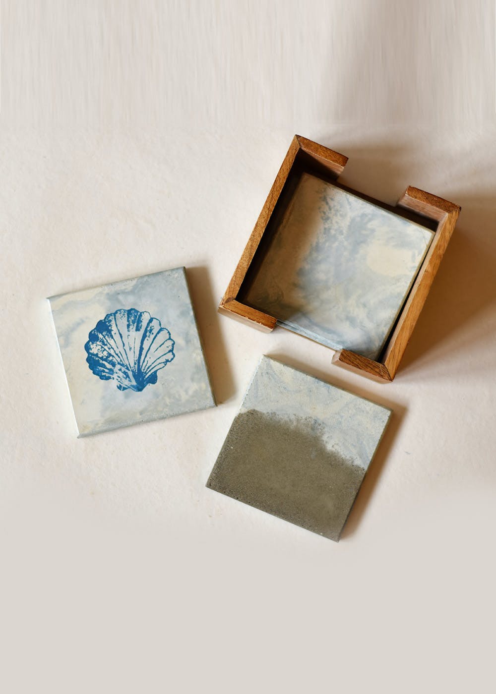 White Cement Coasters - Shell - Set Of 4