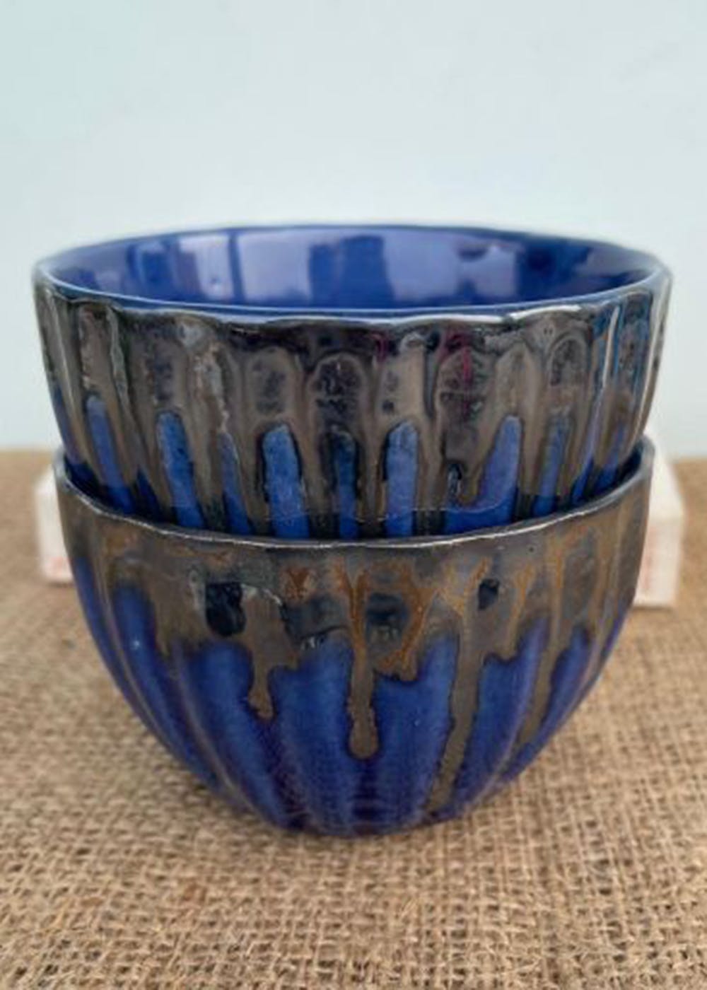 Get Cobalt Blue Lined Blue Bowls Set of 2 at ₹ 650 LBB Shop