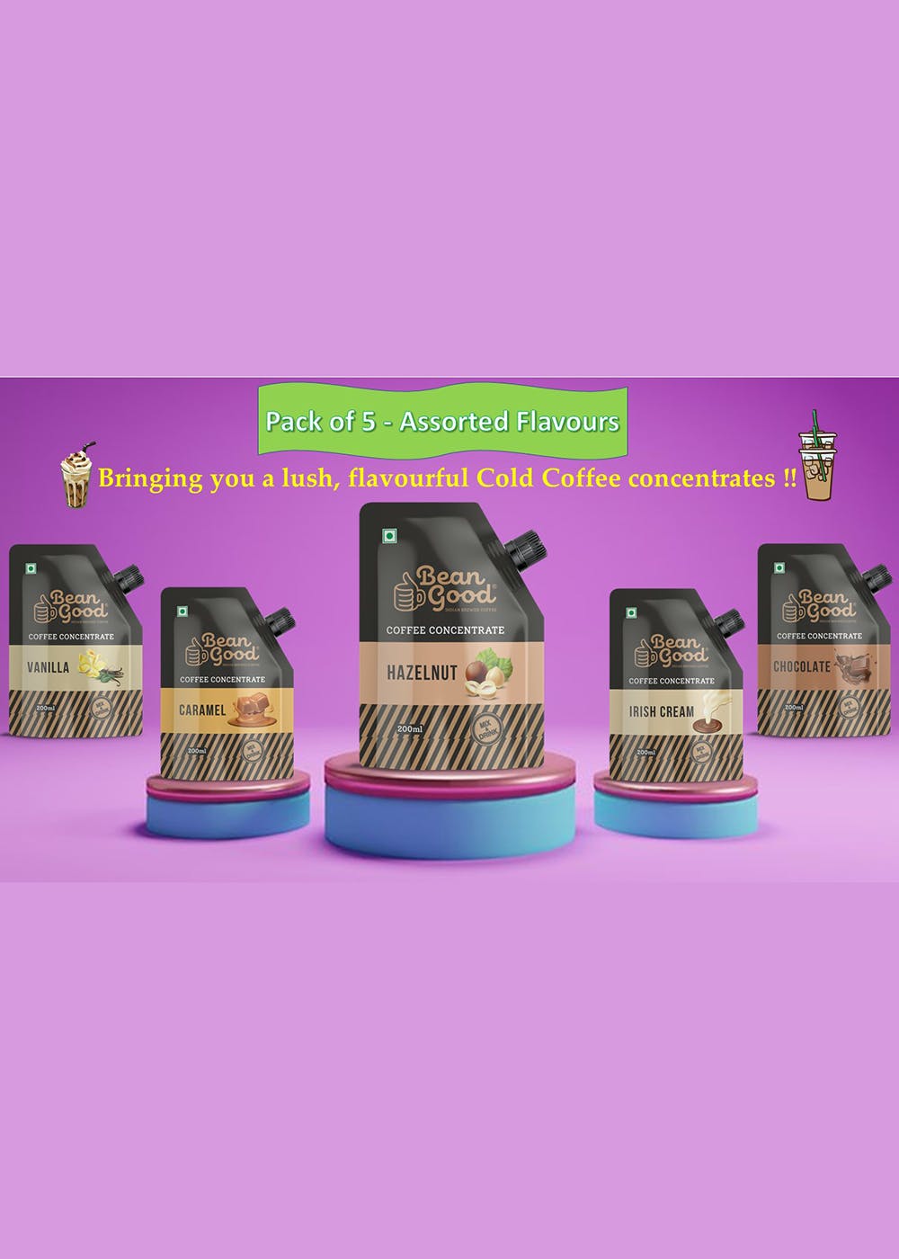 Get Cold Coffee Concentrate 200ml Pack of 5 Flavours at ₹ 900 LBB