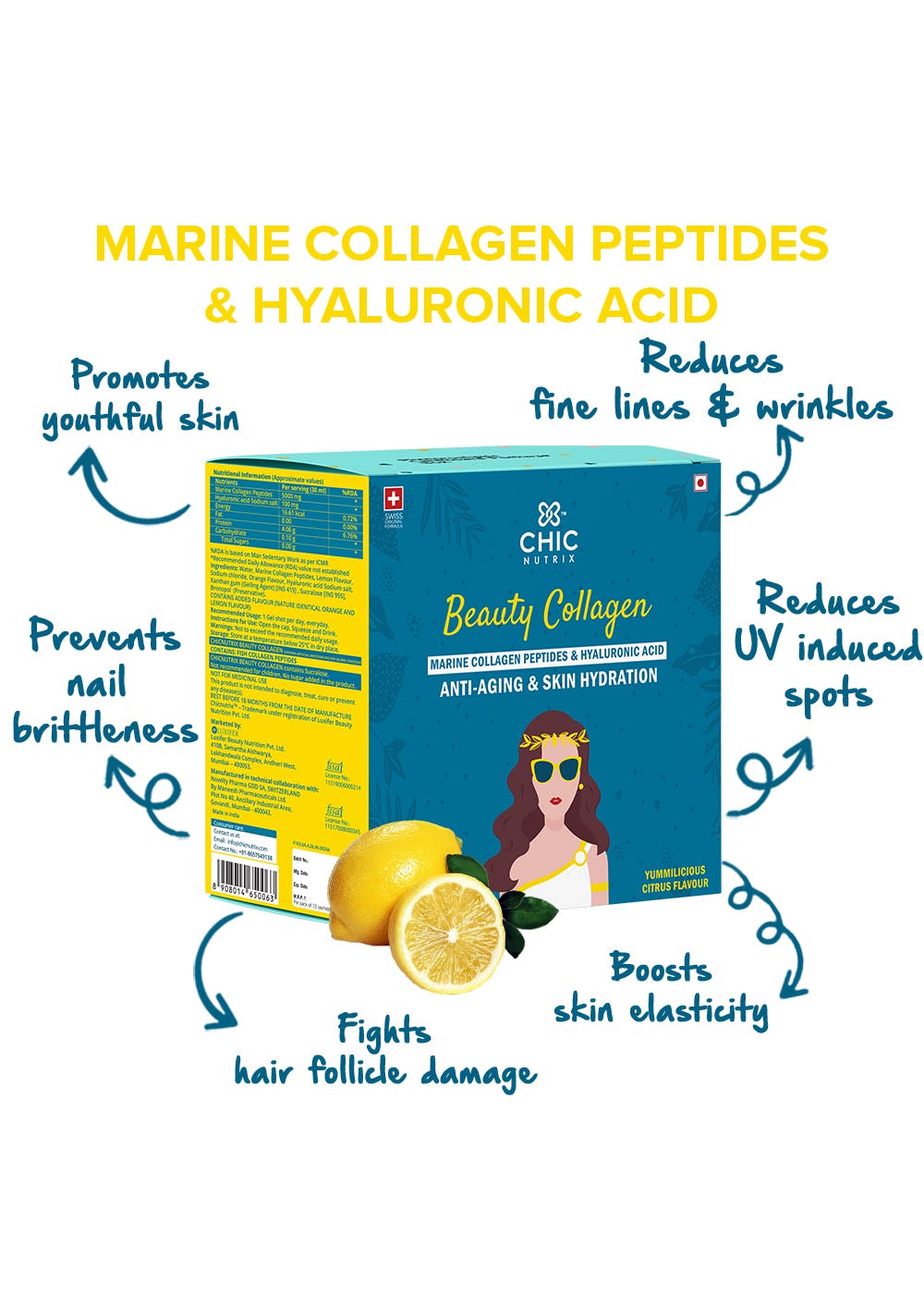 Beauty Collagen Anti-Aging & Skin Hydration Gel Shots (Citrus Flavour)