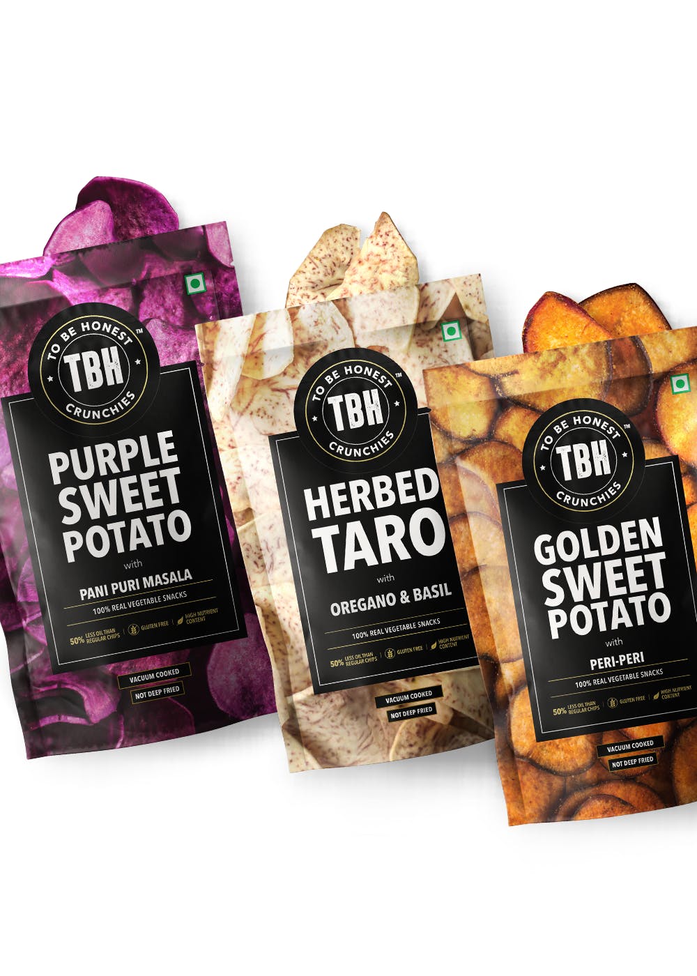 Purple Sweet Potato, Taro & Golden Sweet Potato Crunchies - Pack of 3
