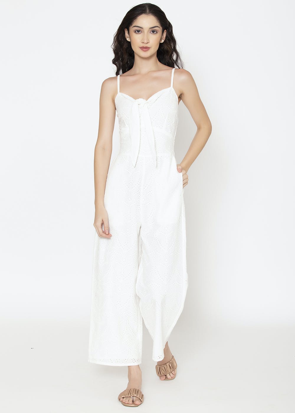 Get Eyelet Design White Jumpsuit at ₹ 3000 LBB Shop