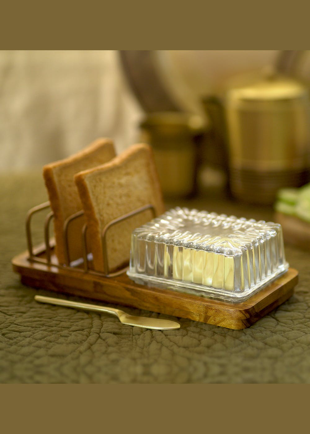 Get Baagh Breakfast Toast Rack With Brass Spreader at ₹ 2350 | LBB Shop