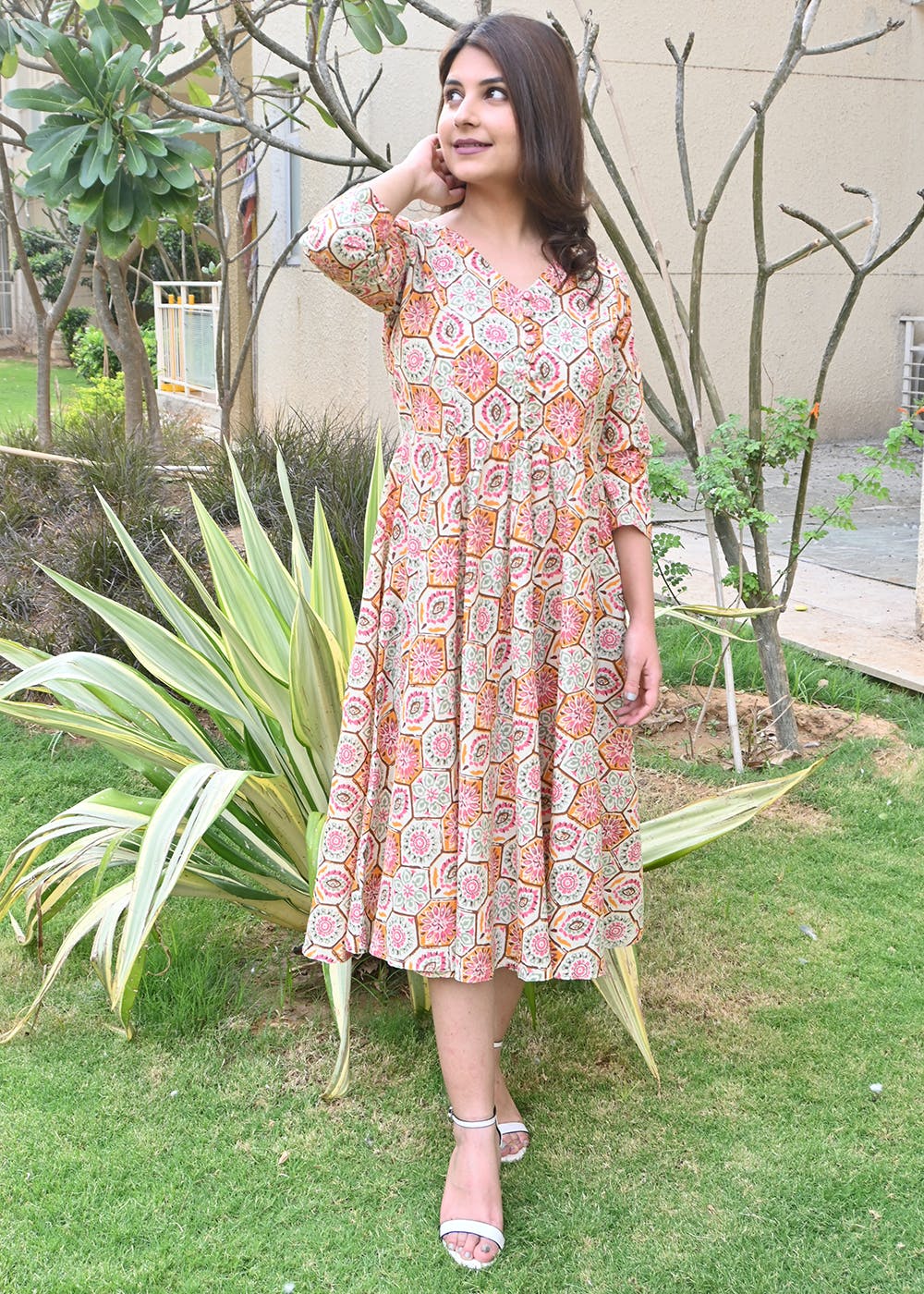 Multi Colored Stripped Cotton Midi Dress with Crochet Lace – Madhurima  Bhattacharjee