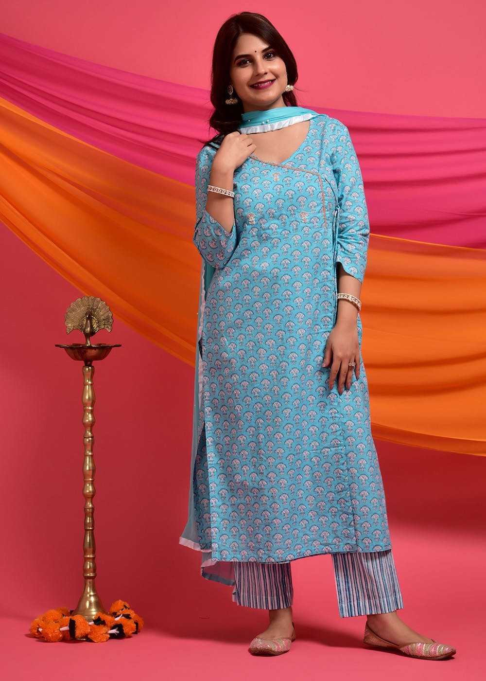 Phagun Cotton Tunic Dress Angrakha Wrap Style Kurti Kurta For Womens -  Walmart.com