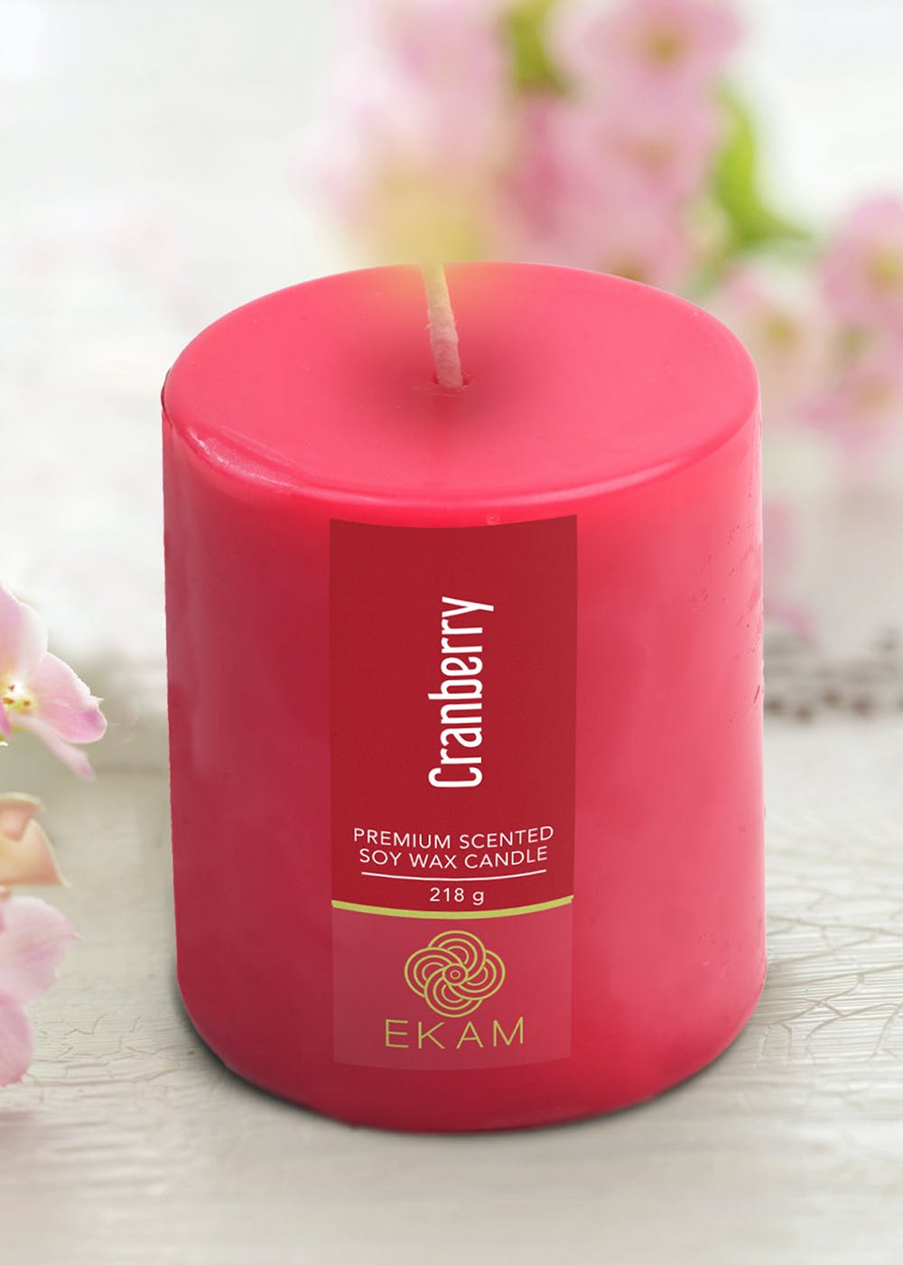 Cranberry Pillar Soy Wax Scented Candle