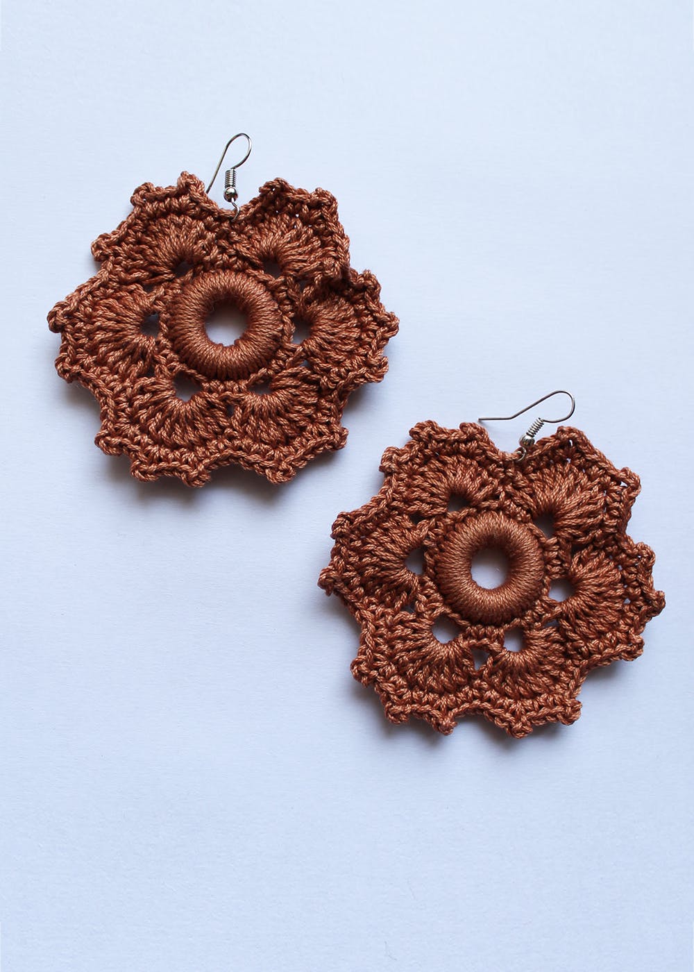 Get Brown Floral Handmade Crocheted Earrings at ₹ 499 LBB Shop