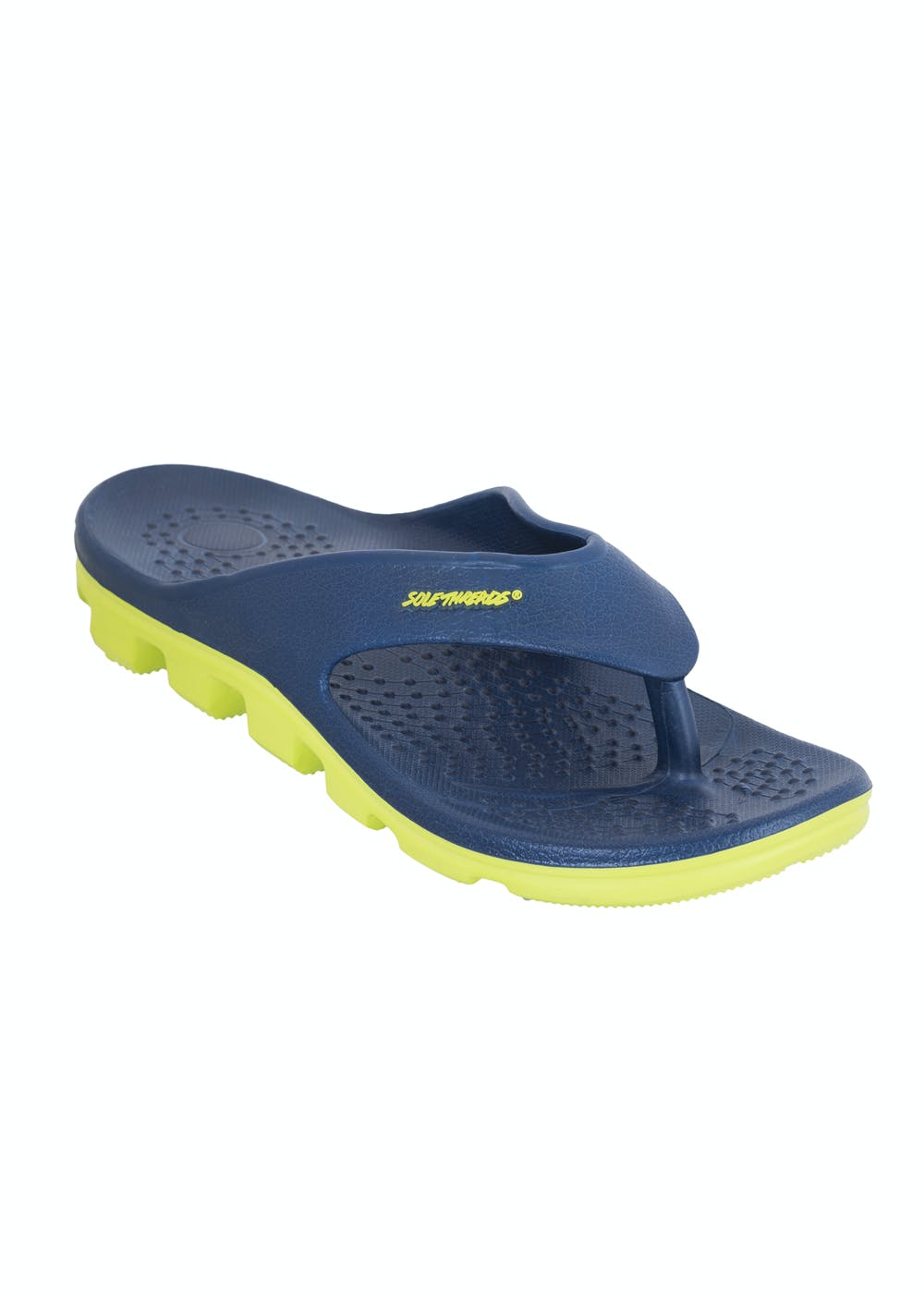 Contrast Grooved Sole Detail Navy V-Strap Flip-Flops