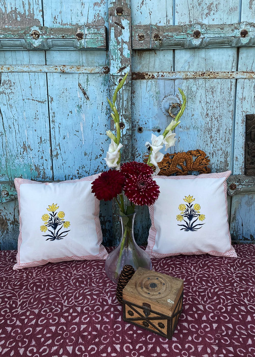 Get Single Yellow Flower Cushion Covers (Set of 2) at ₹ 999 LBB Shop