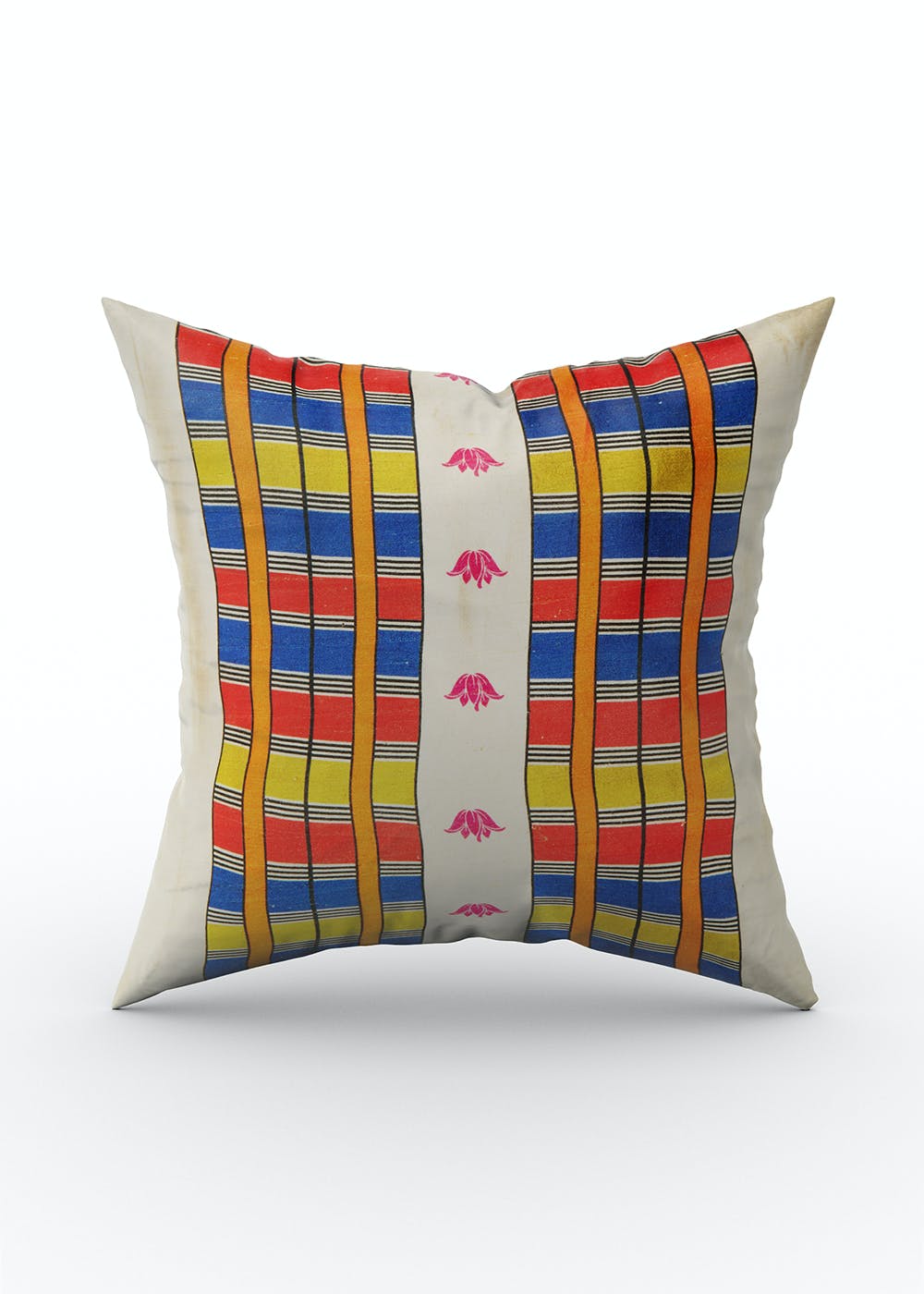 Digitally Printed Geometric Art Silk Ablaze A Cushion Cover - 12 x 12 Inches