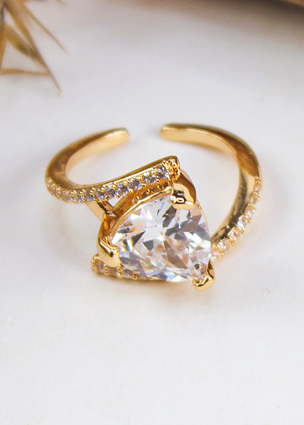 Designer Golden Ring With Stone