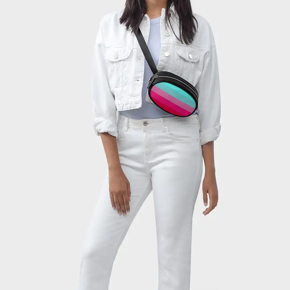 Get DailyObjects Mindscape Pink And Blue Pebble Belt and Crossbody