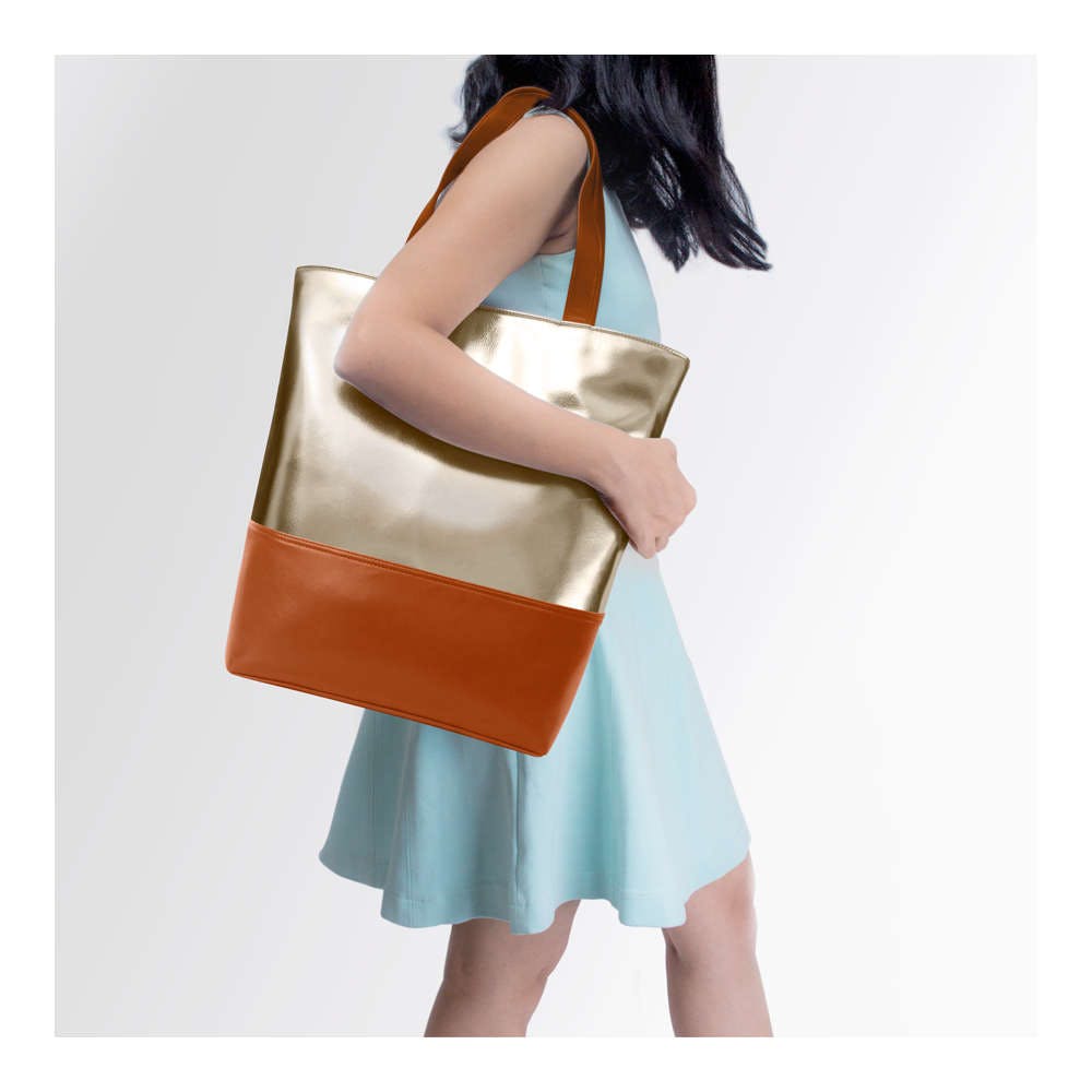 metallic leather bag