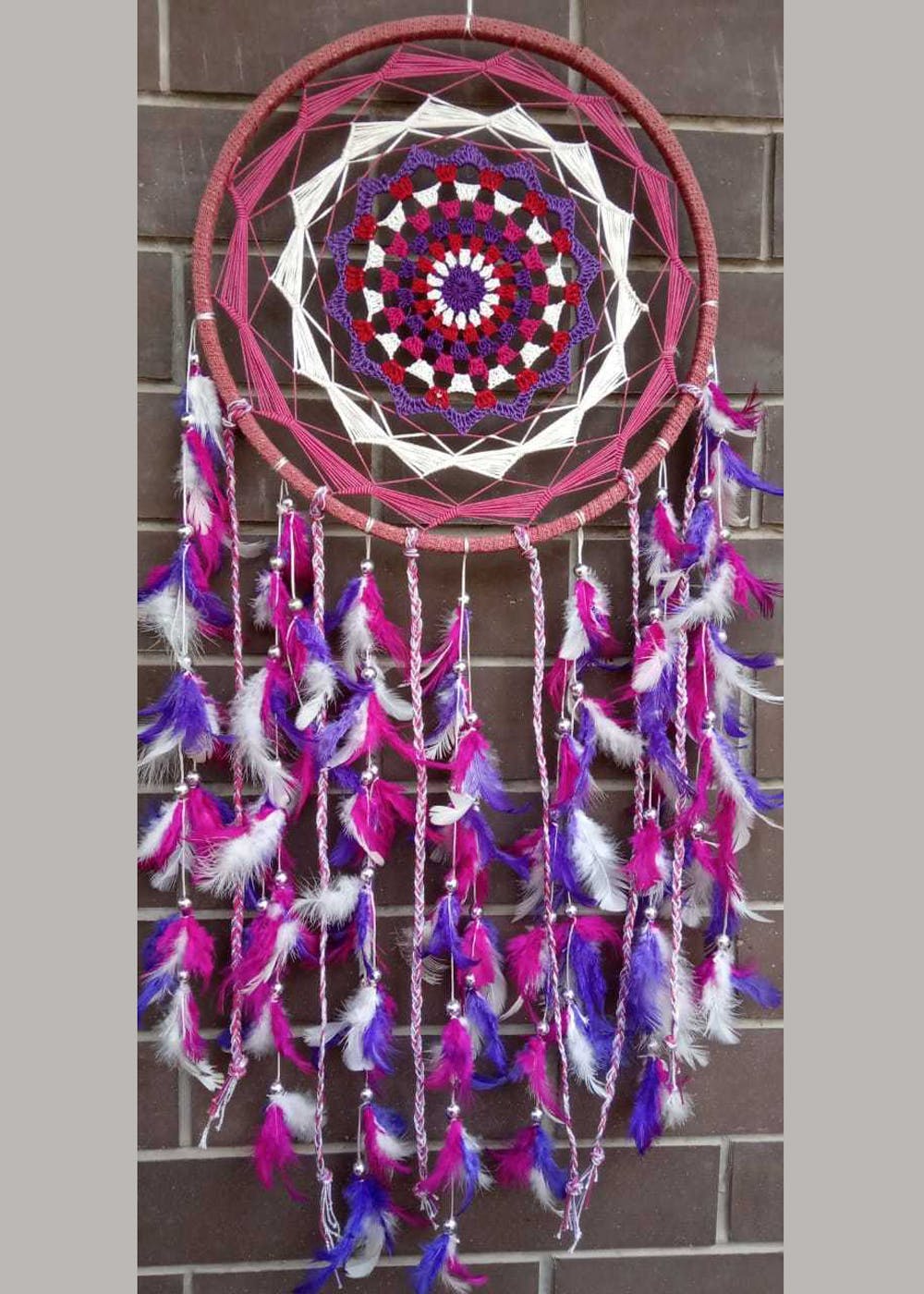 Get Purple, White & Pink Feather Dream Catcher at ₹ 1200 LBB Shop