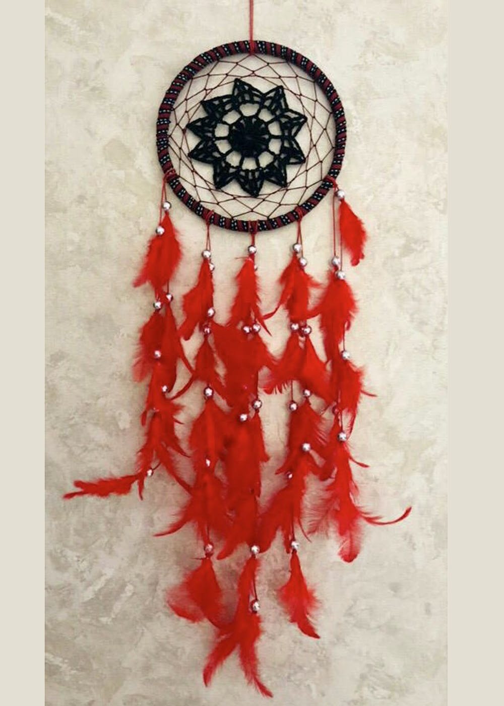 Get Red And Black Crochet Dreamcatcher at ₹ 650 | LBB Shop