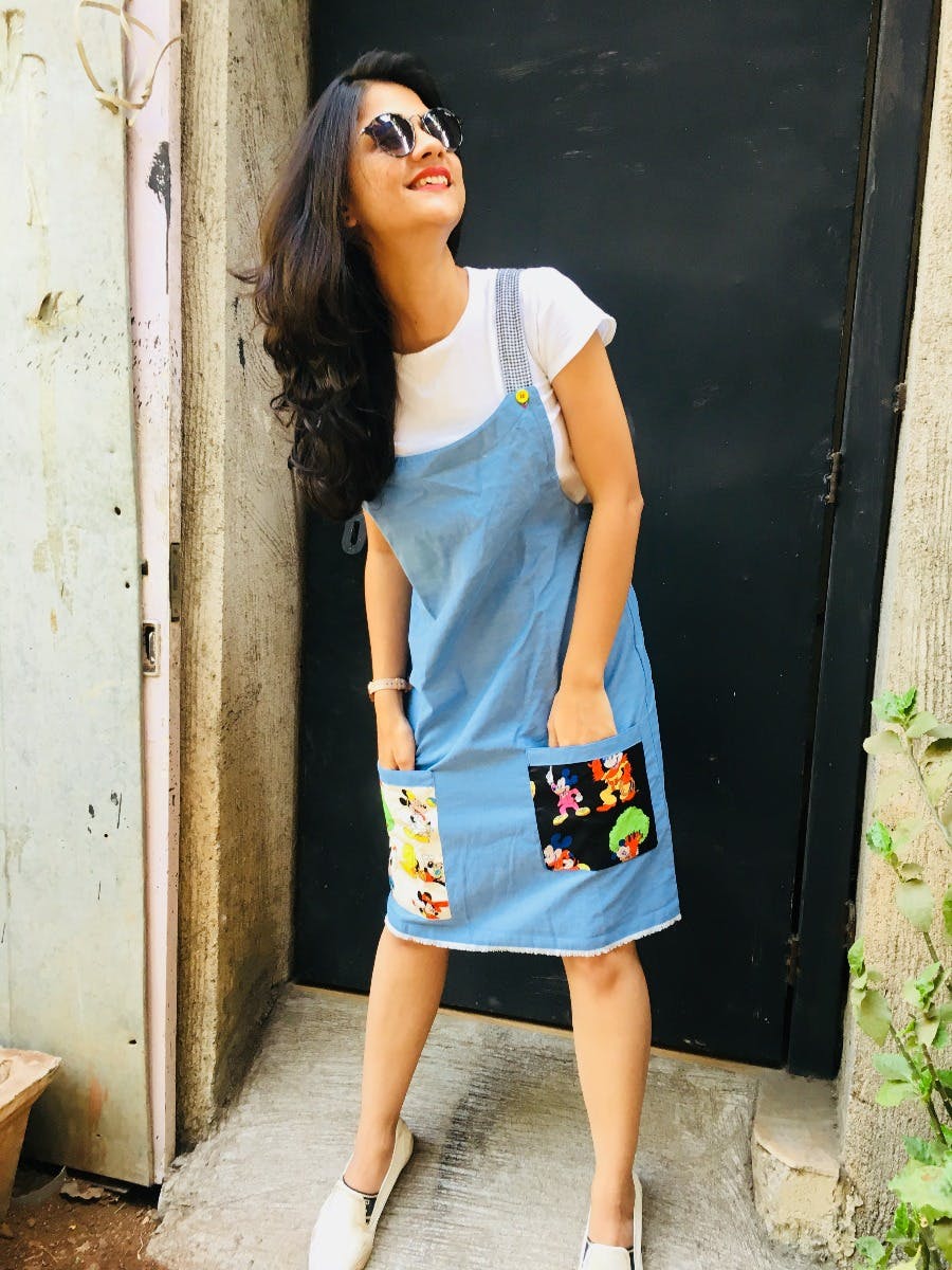 turquoise pinafore dress