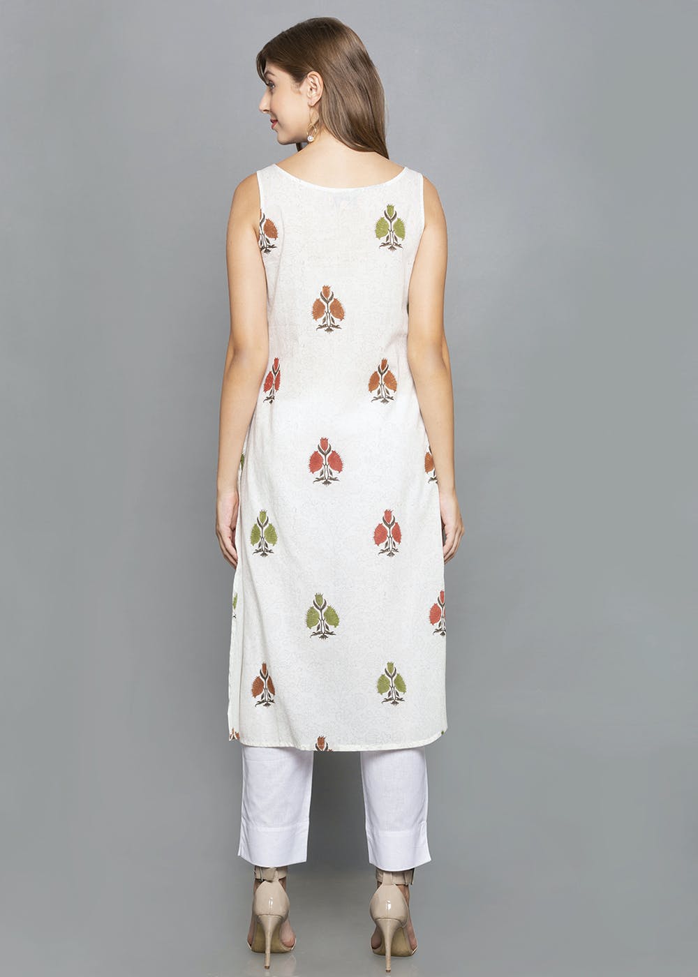 Buy FORGIVE Women's Cotton Blend Straight Kurti | Ethnic Wear Lemon Floral  Print Kurti | 3/4 Sleeves Pritned Knee Length Kurti (X-Large) at Amazon.in