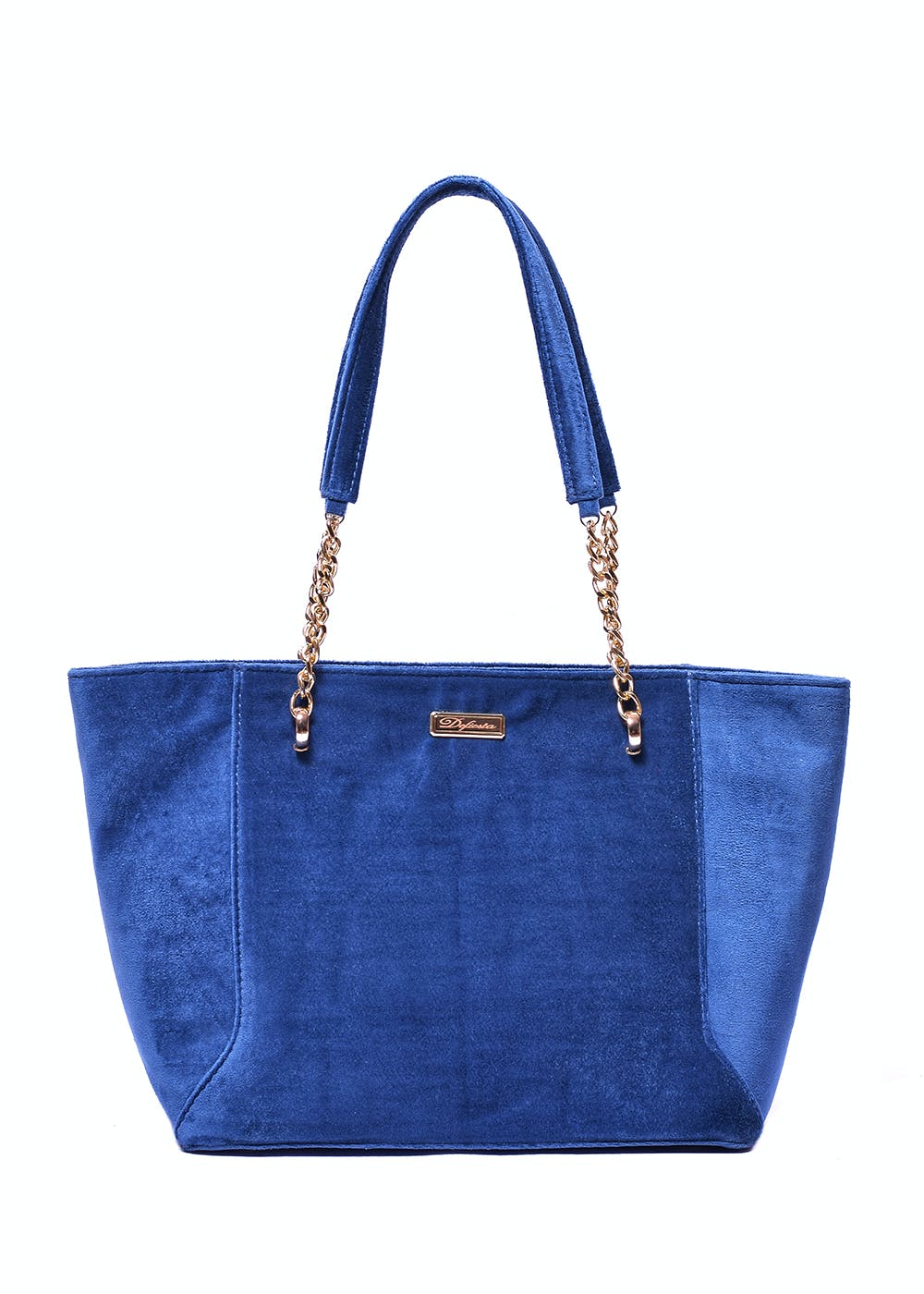 Blue Chain Link Handle Tote Bag