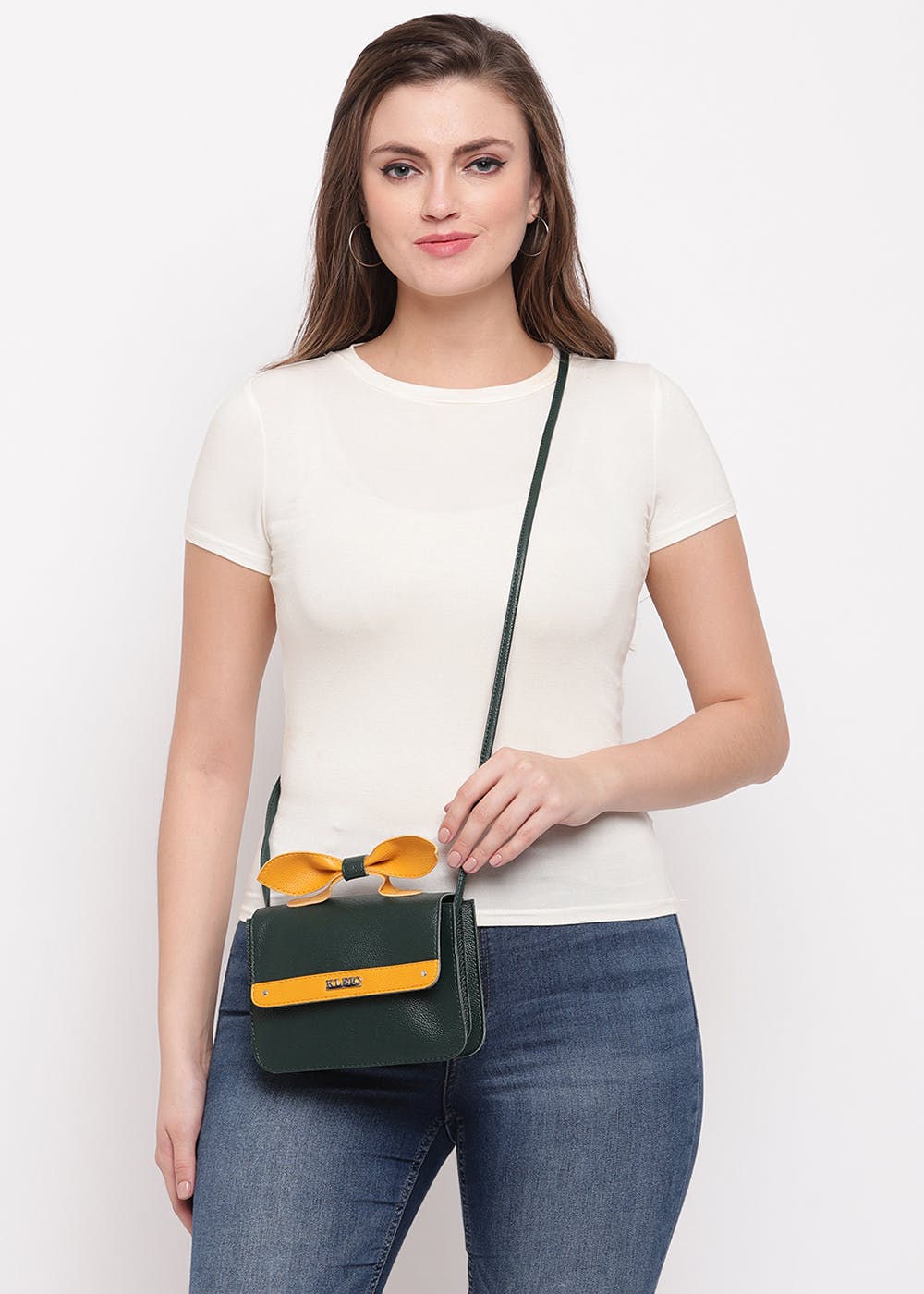Get Dark Green Stylish Top Bow Sling Bag at ₹ 1379 LBB Shop