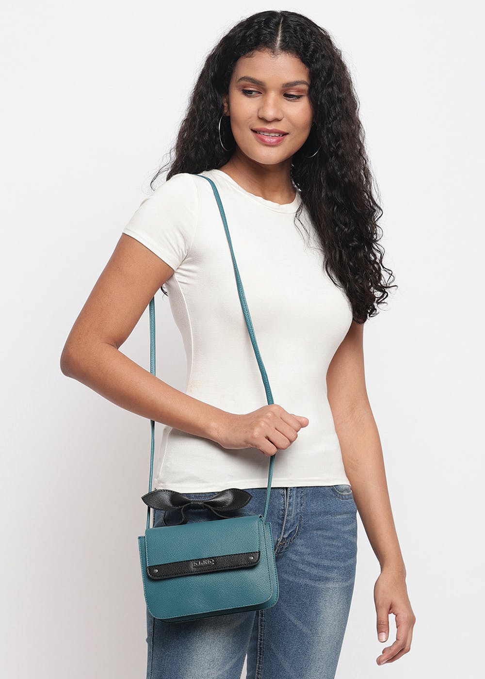 Get Teal Stylish Top Bow Sling Bag at ₹ 1379 LBB Shop
