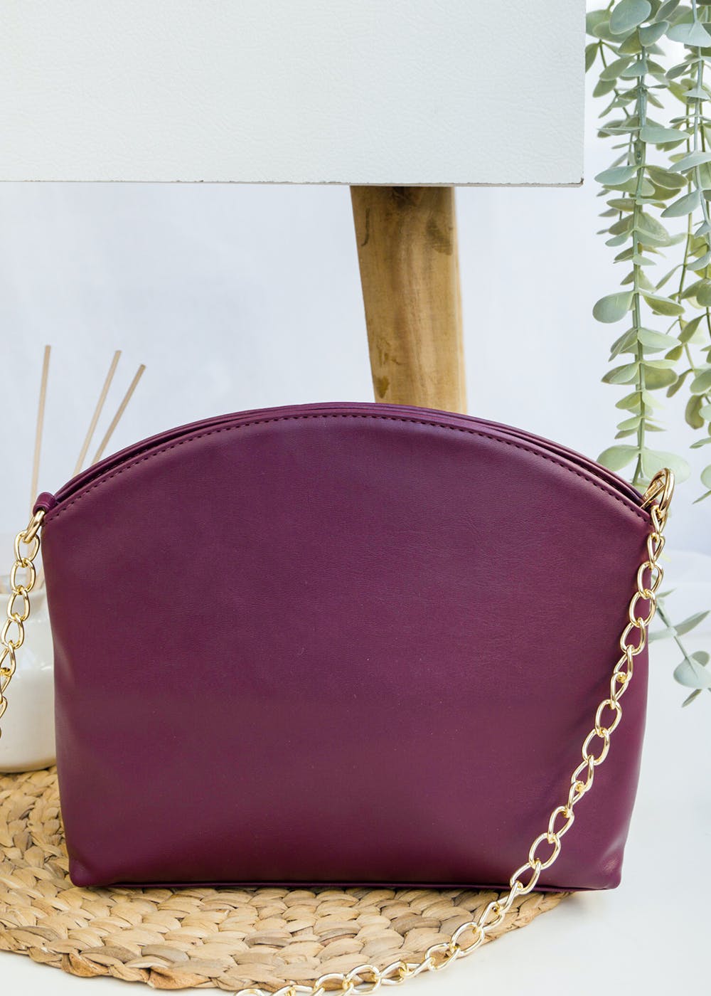 Solid Dome Sling Bag - Wine