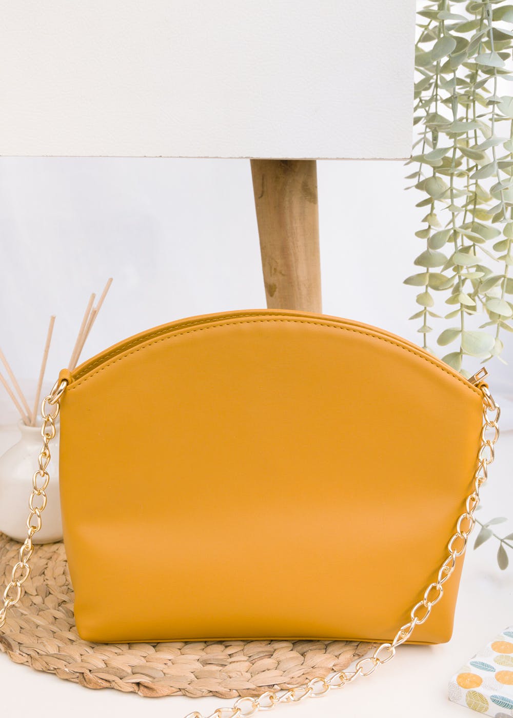 Solid Dome Sling Bag - Mustard