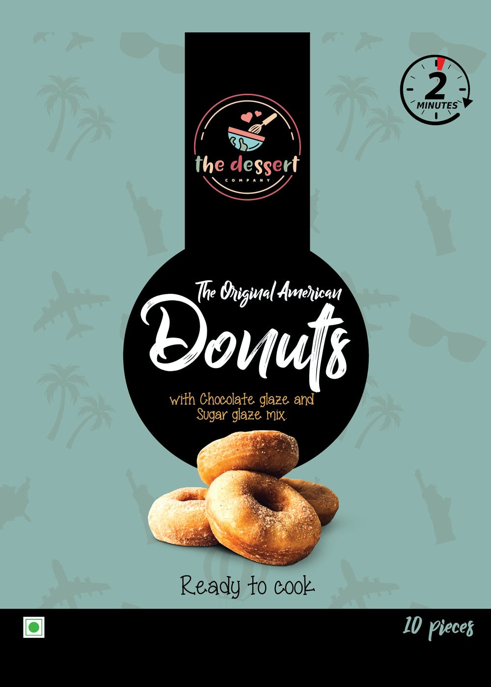 Ready to Cook - American Donuts (10 Donuts with Chocolate Glaze & Sugar Glaze Mix) - 400gm