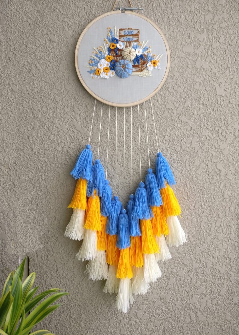 Download Get 3d Good Vibes Floral Hand Embroidered Triple Layered Tassel Dream Catcher At 1699 Lbb Shop