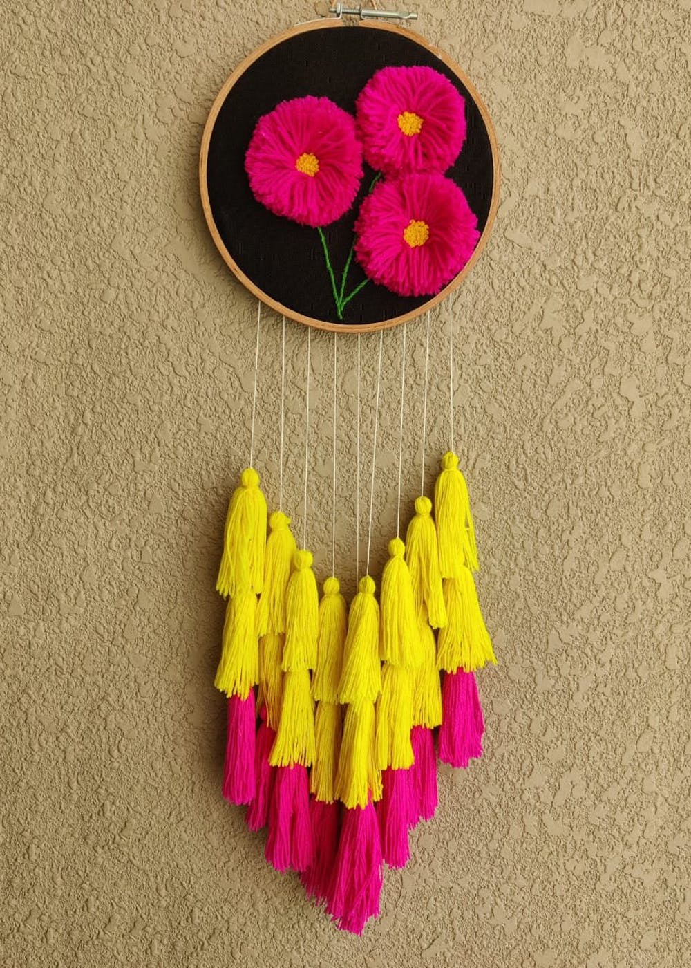 Download Get Hand Embroidered 3d Pink Floral Triple Layered Tassel Dream Catcher At 1349 Lbb Shop