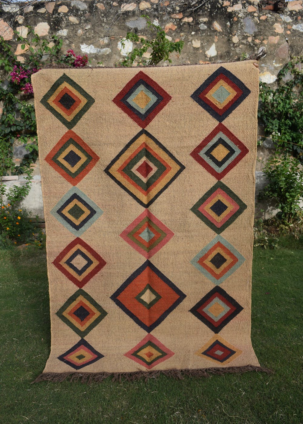 Get Multicolor Square Pattern Rug at ₹ 6000 LBB Shop