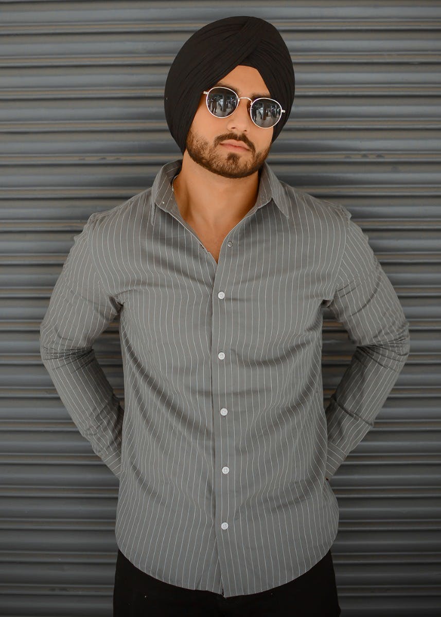 White Striped Grey Shirt