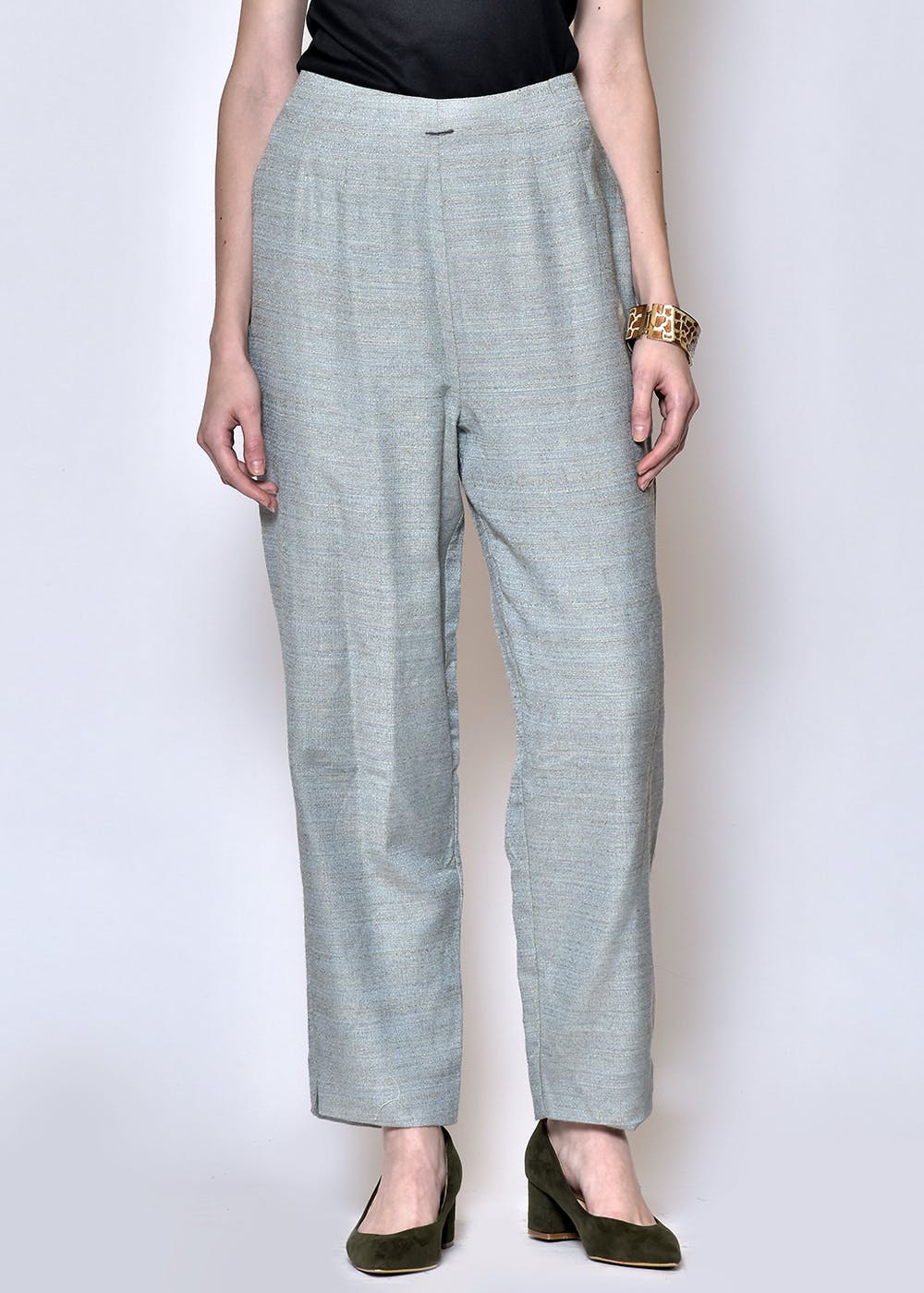 Get Self Textured Blue Linen Pants at ₹ 1499 | LBB Shop