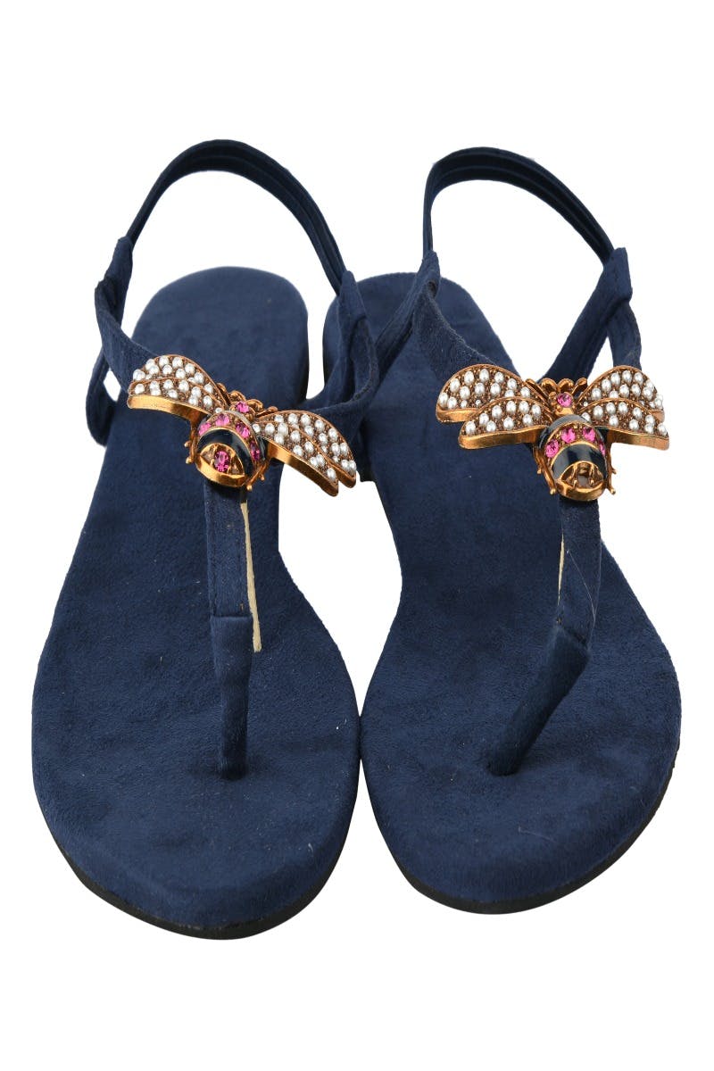 blue embellished sandals