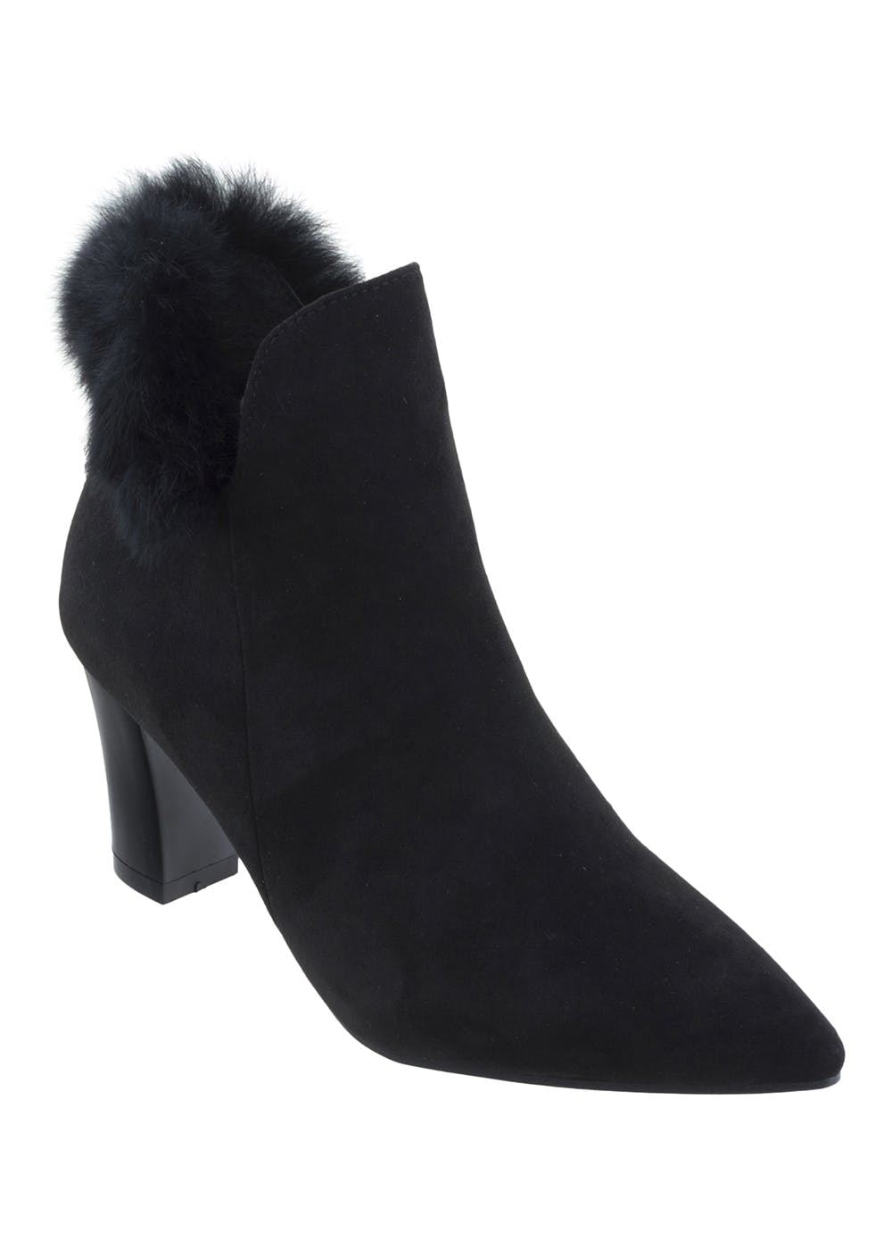 black fur heel boots
