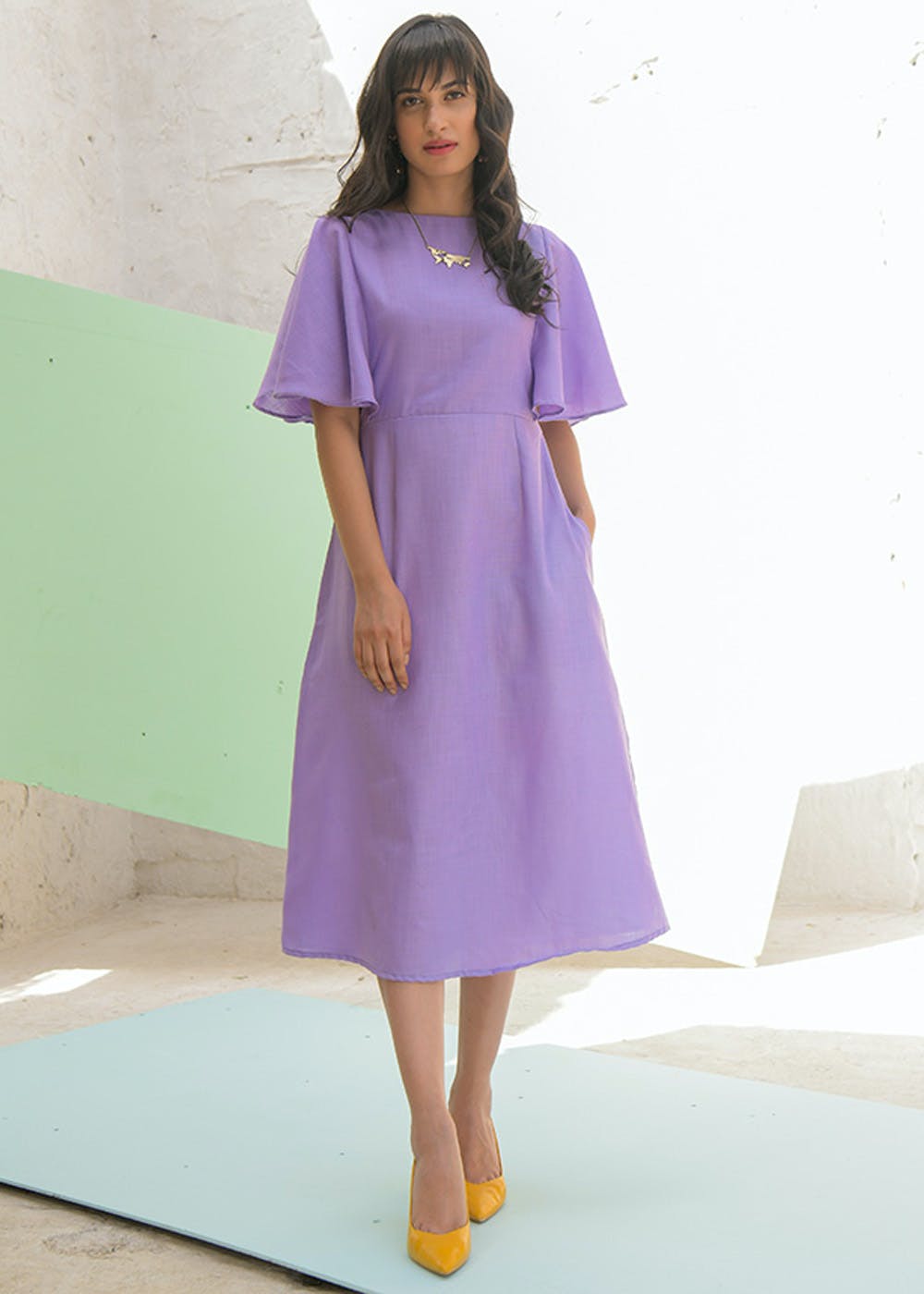 Pretty Pocket Lavender Midi Dress