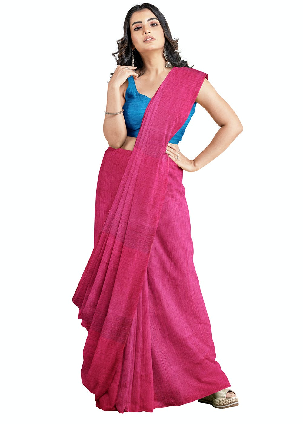 Get Pink Baha Handloom Cotton Saree at ₹ 630 | LBB Shop