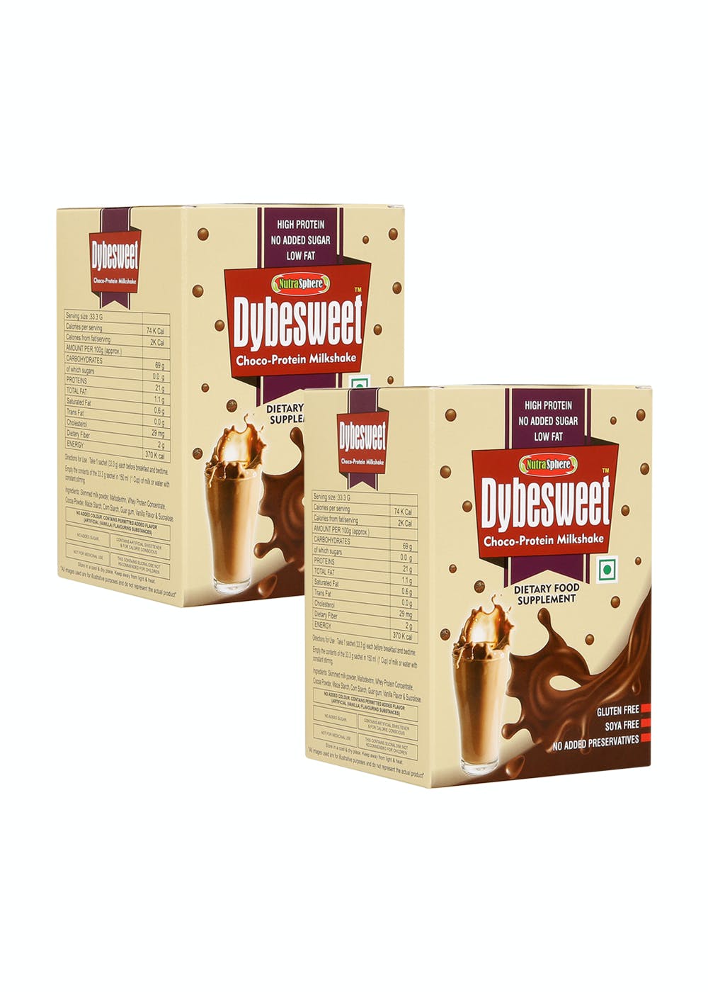 Get NutraSphere Instant Chocolate High Protein Milkshake Pack of 2-12 ...