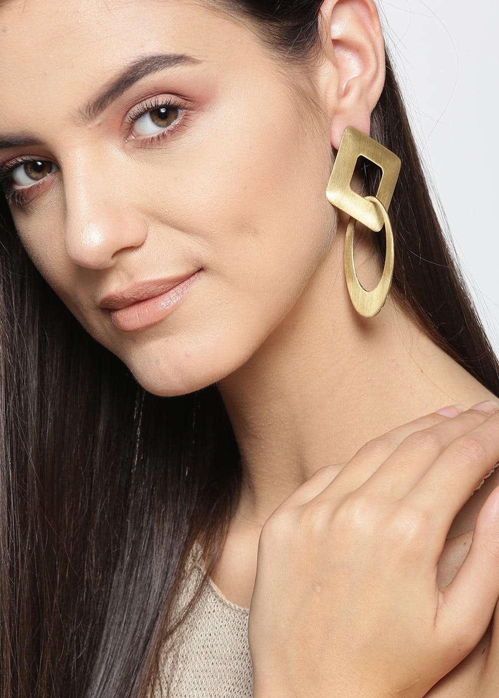 Gold Plated Circular Drop Earring