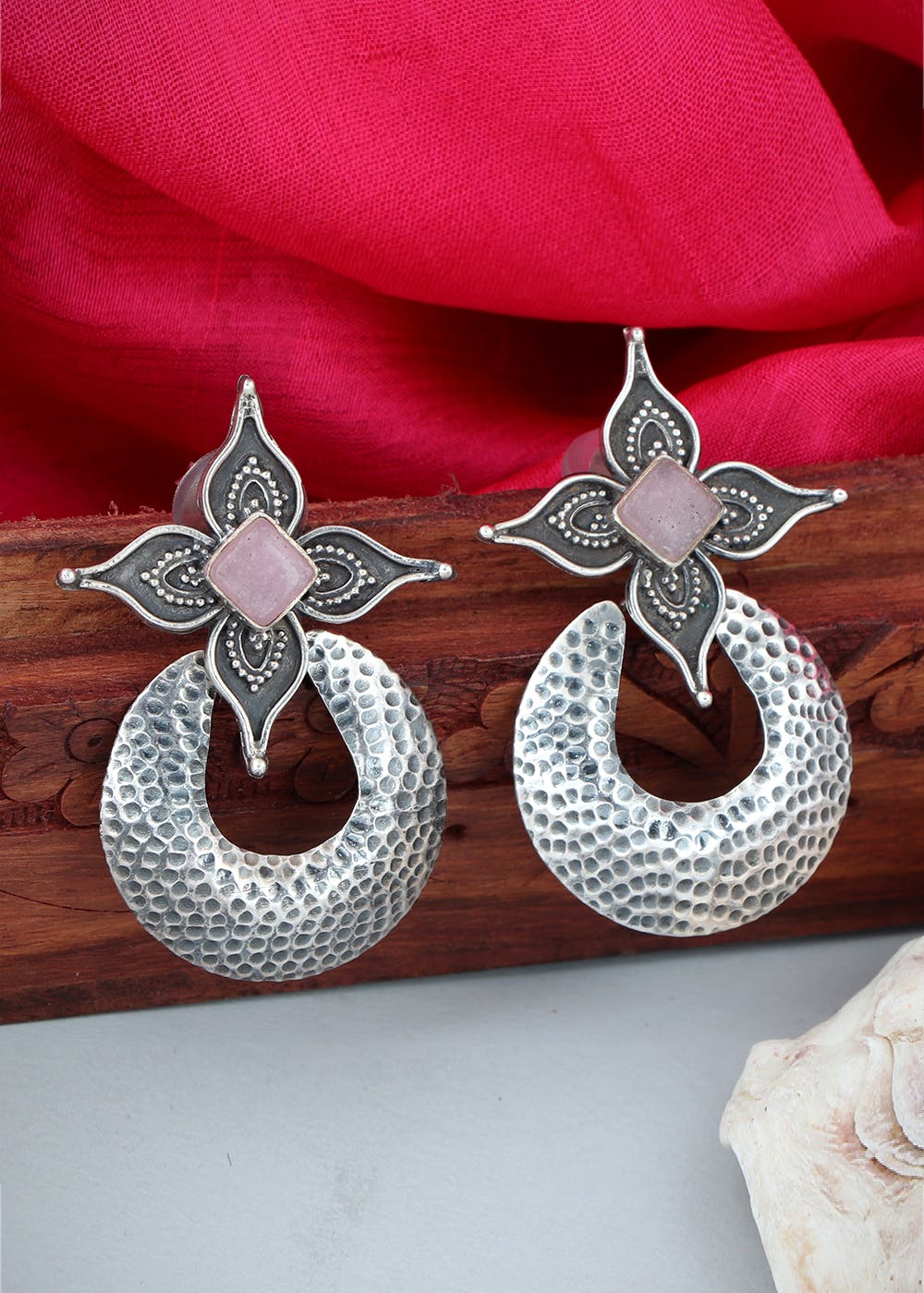 Blackstone round pure silver Earrings  Shilphaatcom