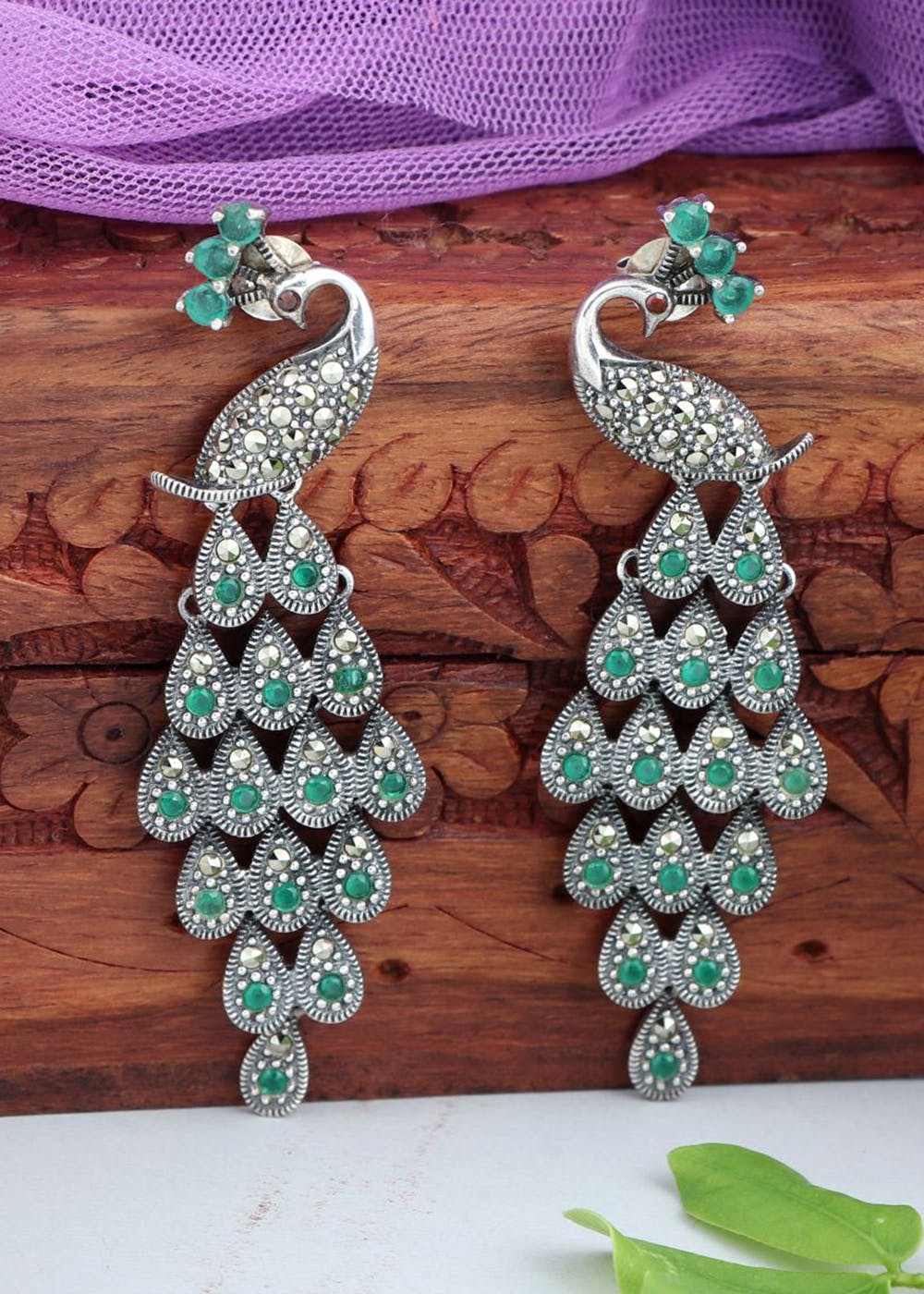 Party  Anniversary Multicolors Green Stone Earrings