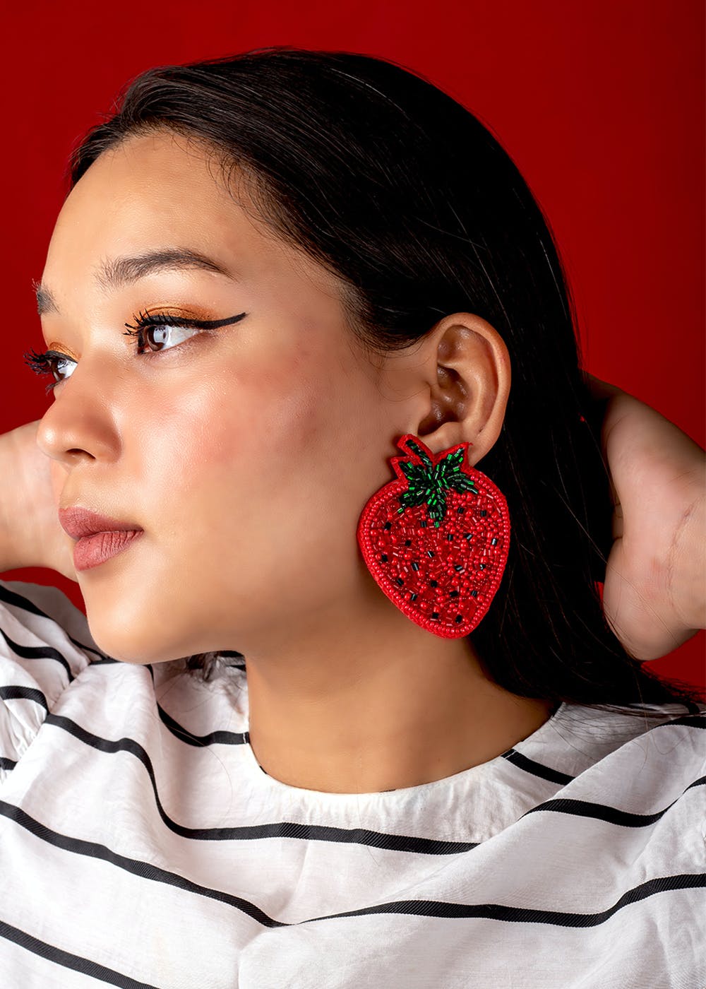 beaded strawberry earrings