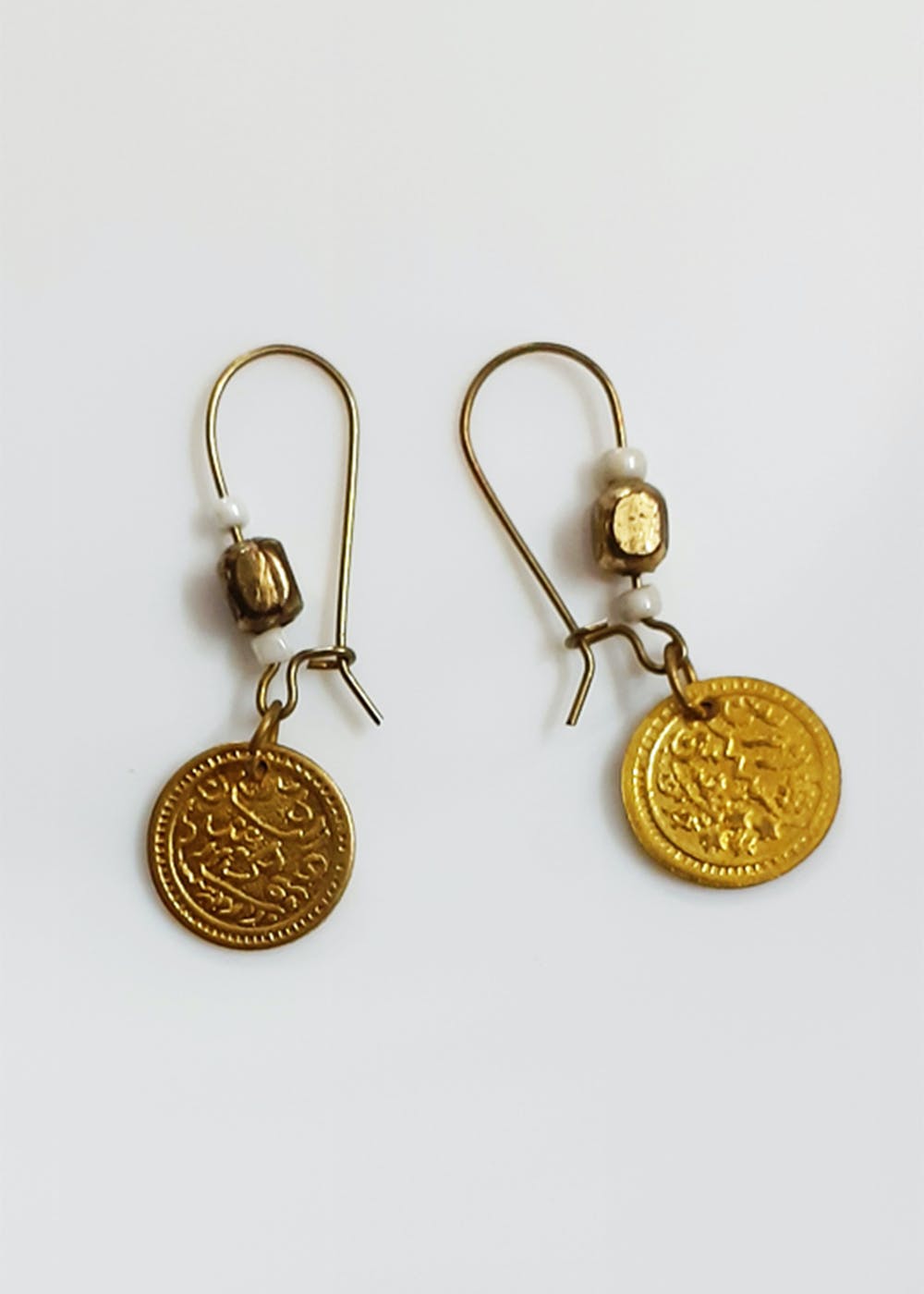 Vintage Coin Golden Earrings