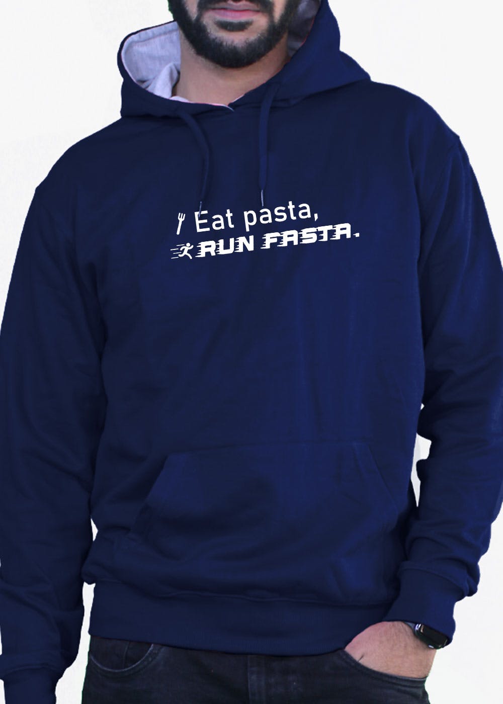 Eat-Pasta Graphic Blue Hoodie