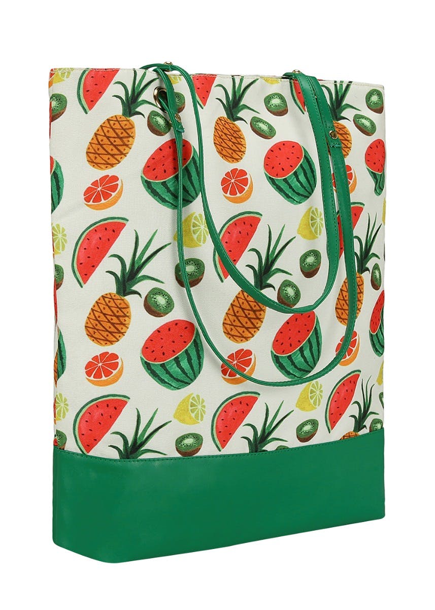 Get Fruits Print White Canvas Tote at ₹ 1209 | LBB Shop