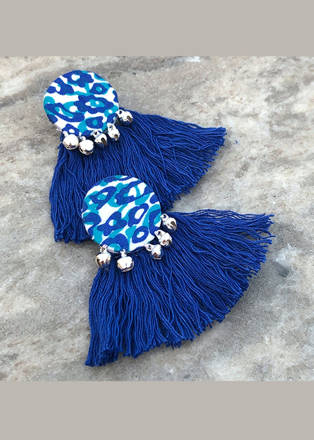 Electric blue hot sale tassel earrings