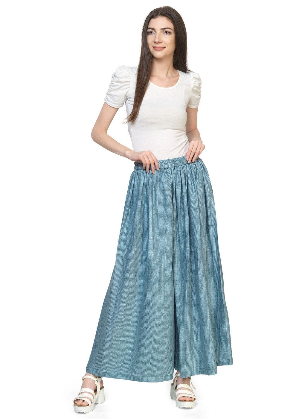 Buy Blue Trousers & Pants for Women by SHOWOFF Online | Ajio.com