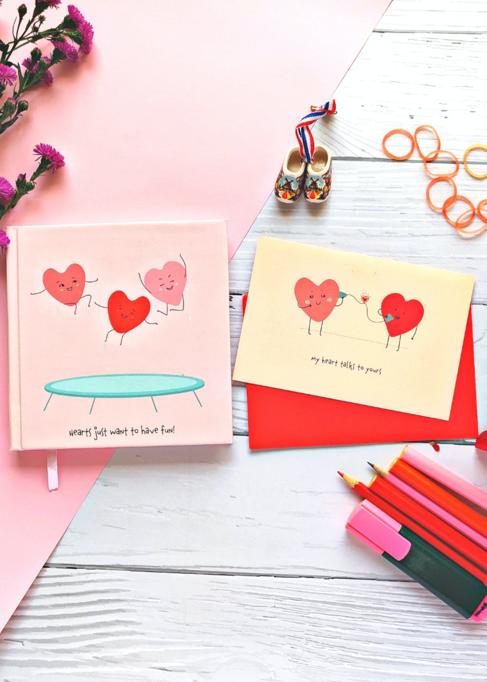 Rouge Hearts Notebook with Greeting Card