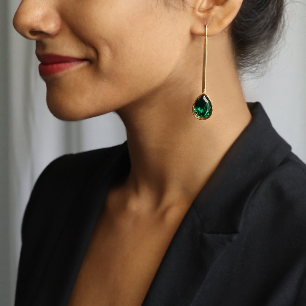Emerald Green Drop Earrings 